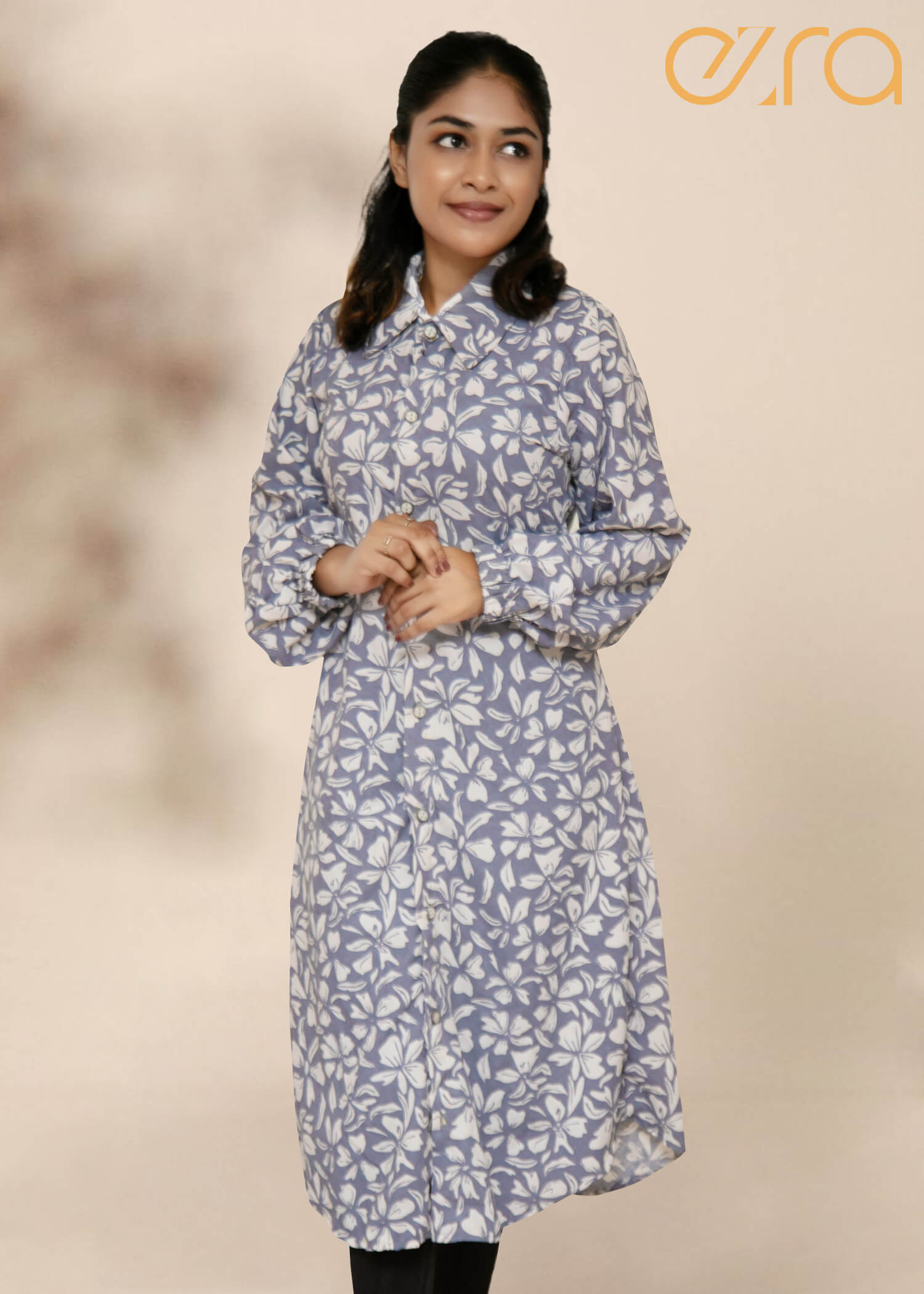 Button Down Floral Long Sleeved Top