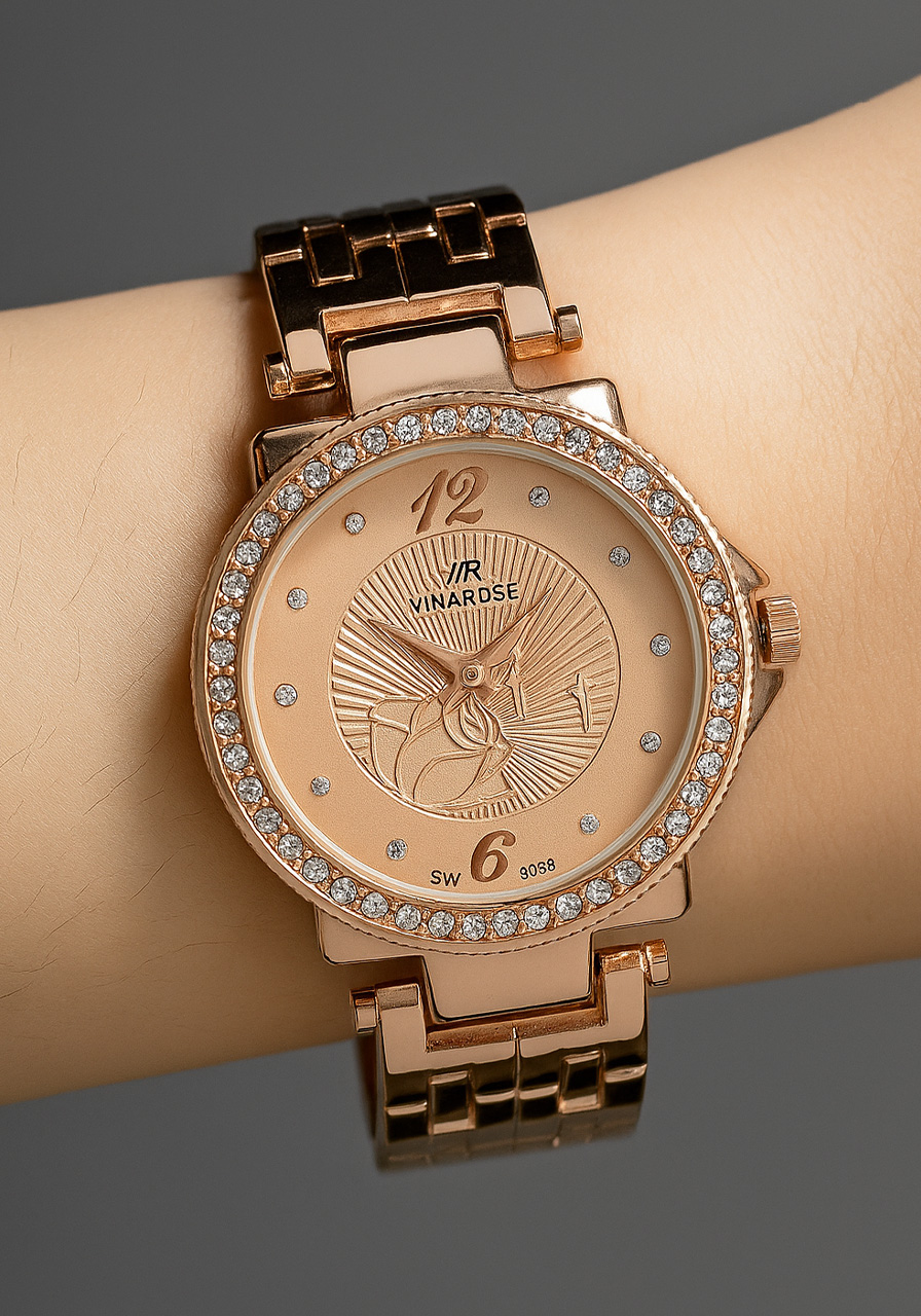 Rose gold luxury watch