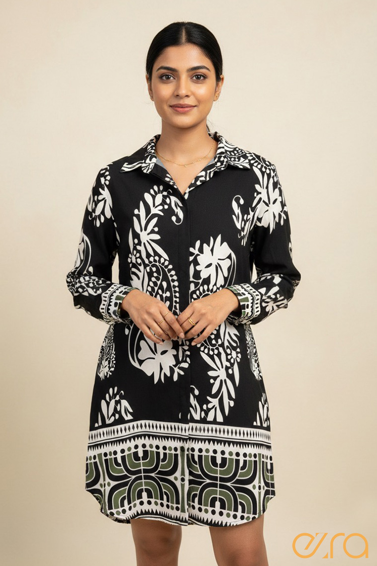 Border printed dress