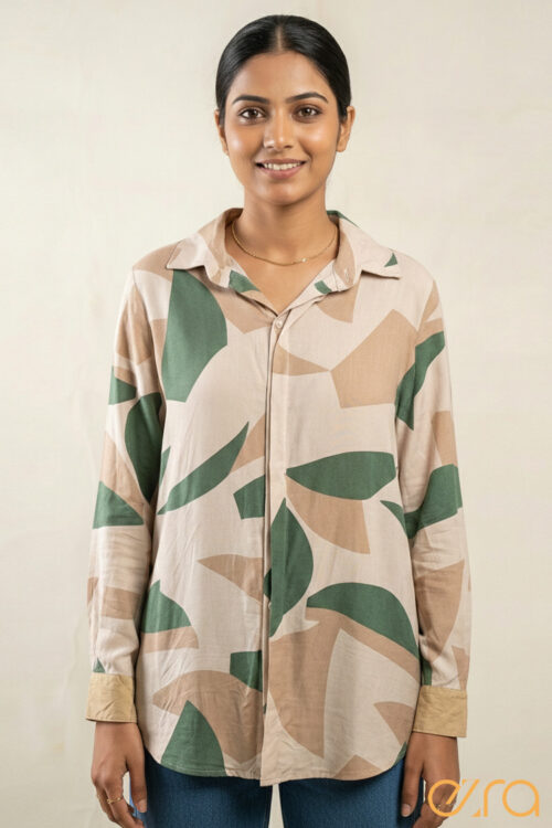 Abstract printed shirt dress