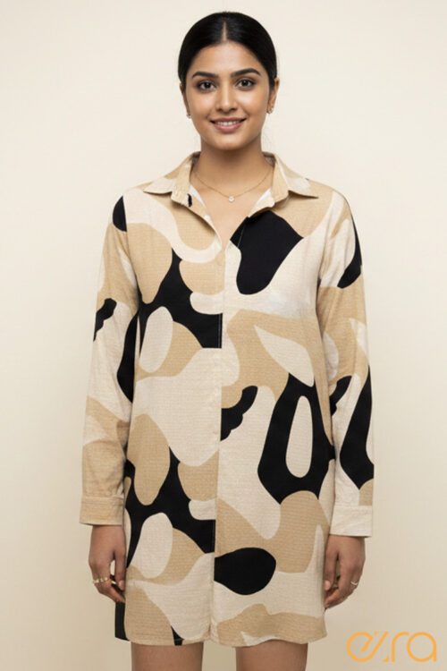 Abstract printed shirt dress