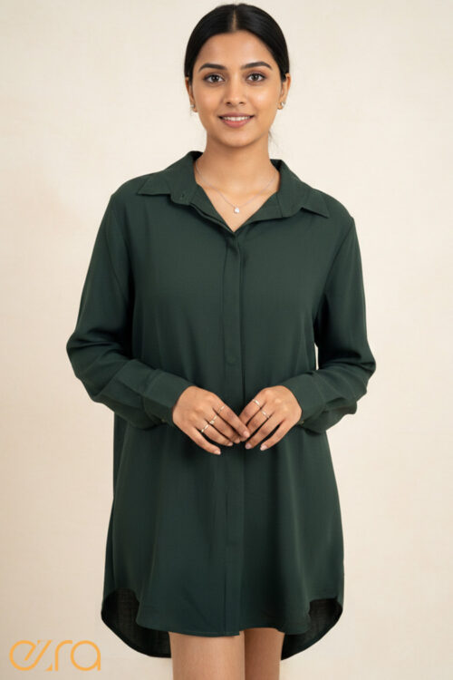 Forest green shirt dress