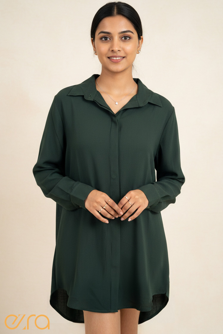 Forest green shirt dress