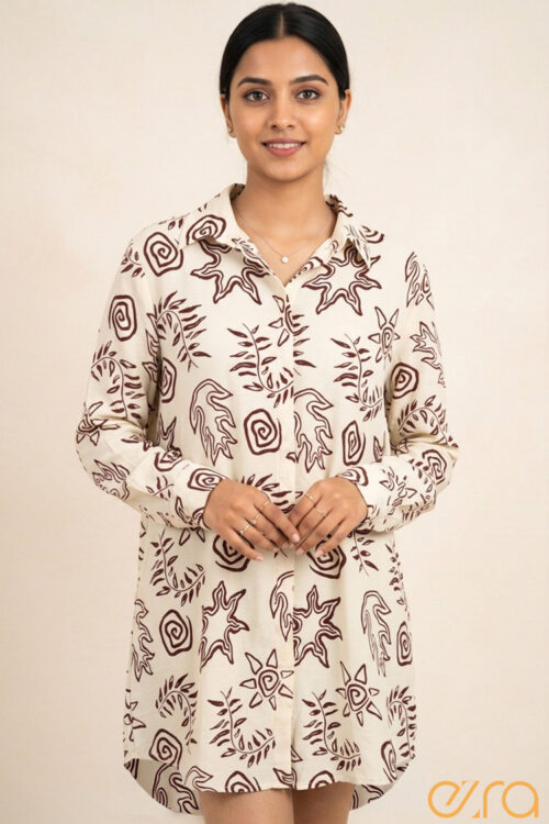 Abstract Line Art Shirt Dress