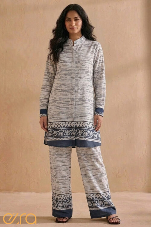 Azure Horizon Border Print Co-ord Set