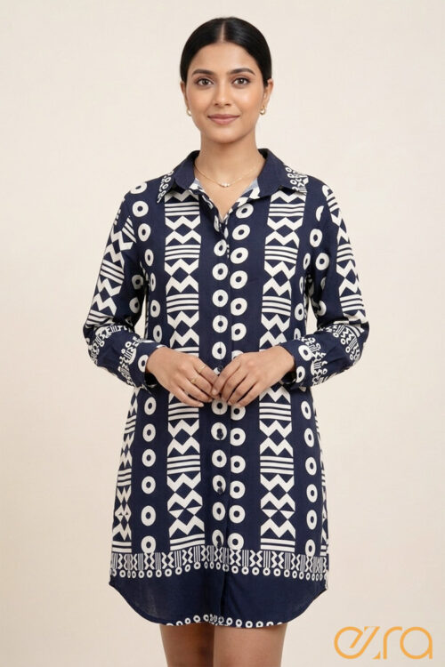 Midnight Tribal Motif Mini Shirt