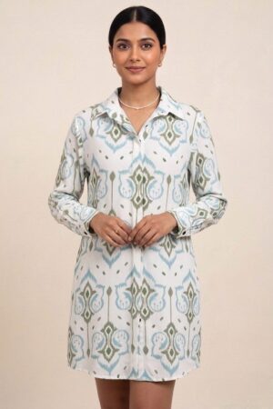 Button Down Shirt Dress - L