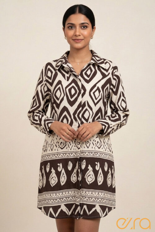 Obsidian Ikat Diamond Mini Shirt Dress
