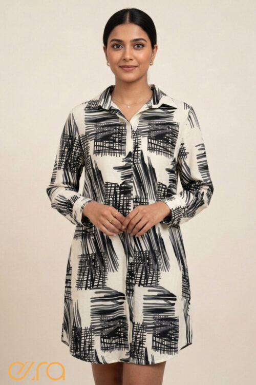 Abstract Scribble Shirt Dress