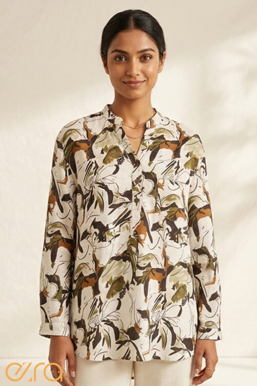Abstract Botanical Tunic Top