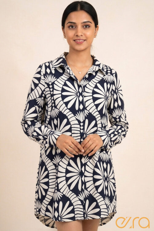 Midnight Sunwheel Shirt Dress