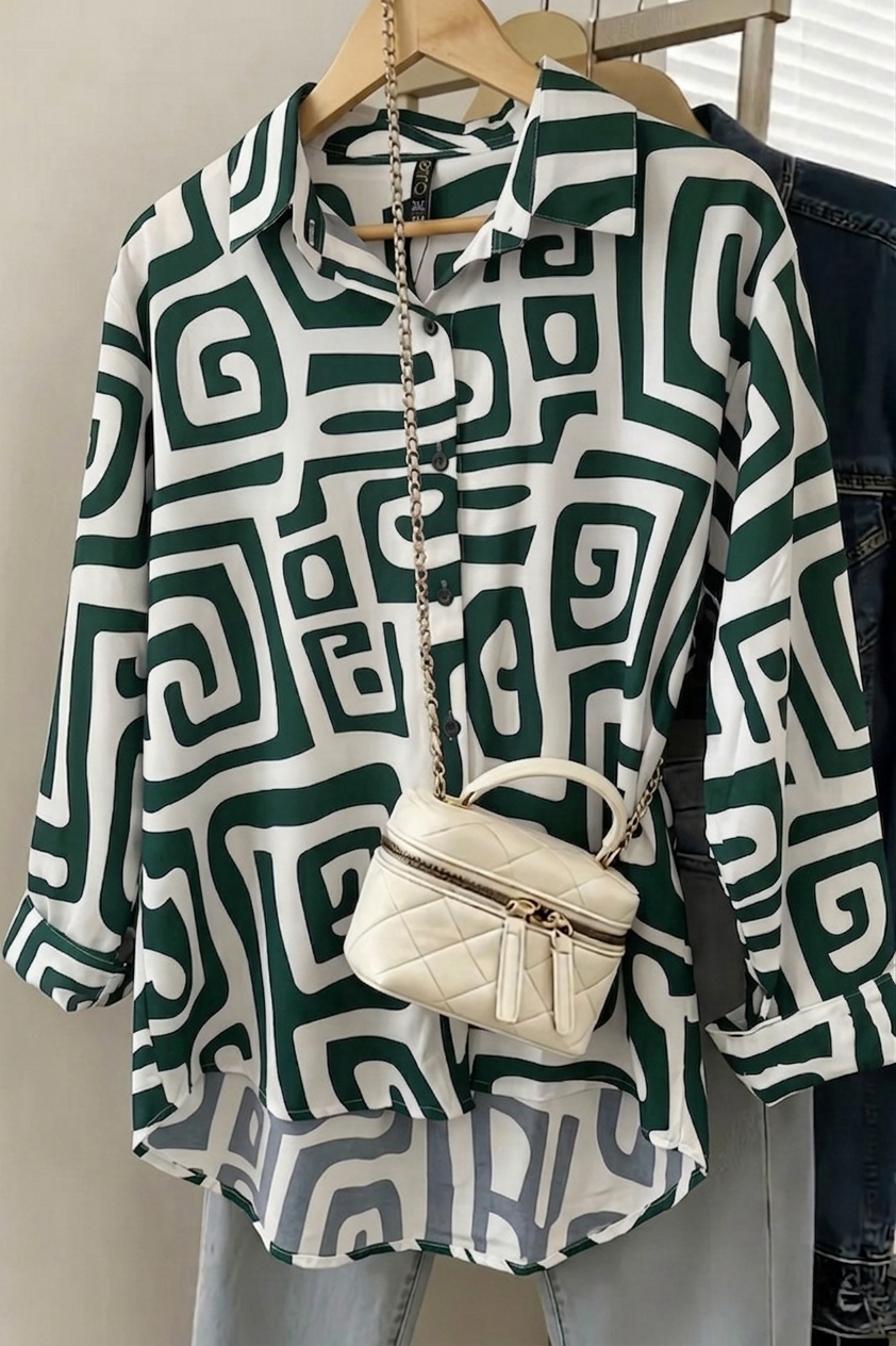 Cobalt Labyrinth Oversized Shirt Dress