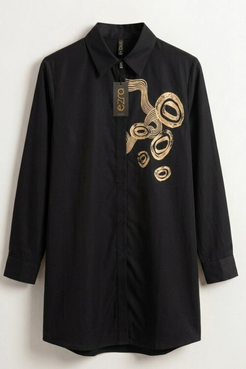 Black and gold metallic shirt dress