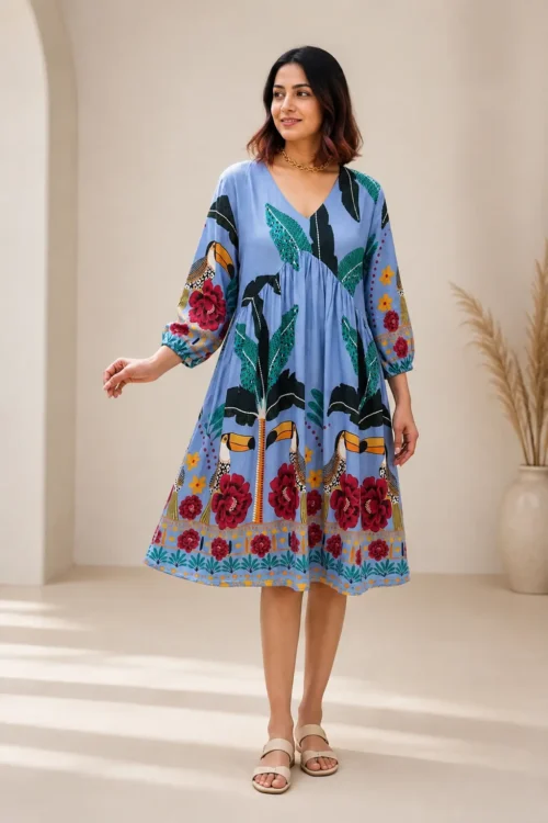 Toucan Tropical Empire Dress
