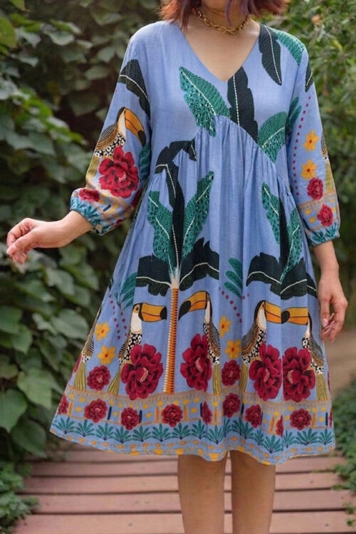 Toucan Tropical Empire Dress