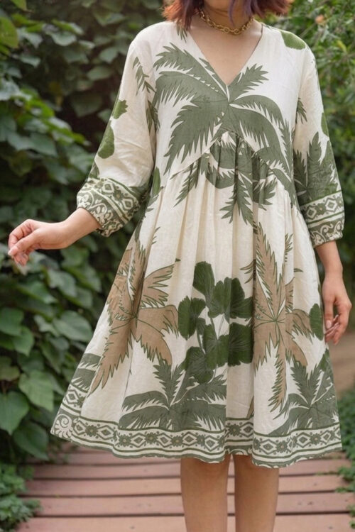 Palm Leaf Empire Dress