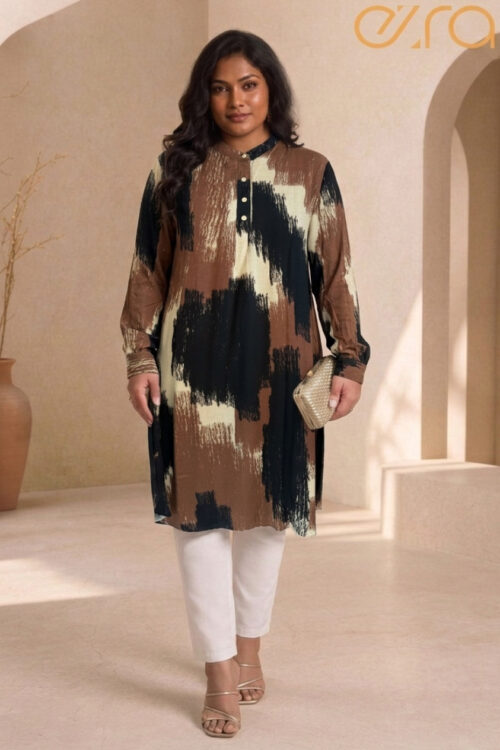 Brushstroke patterned tunic dress