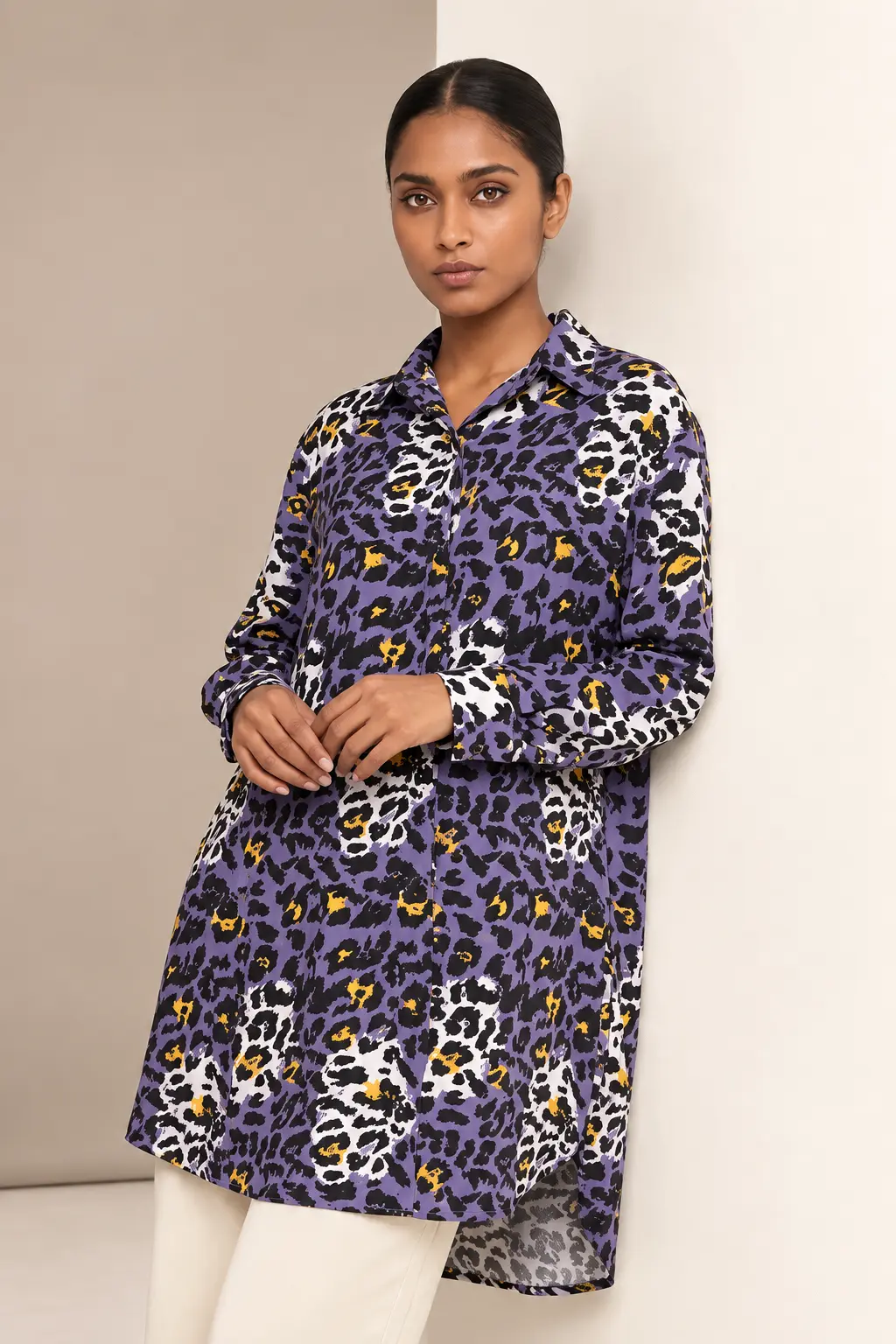 Animal Printed Shirt Dress