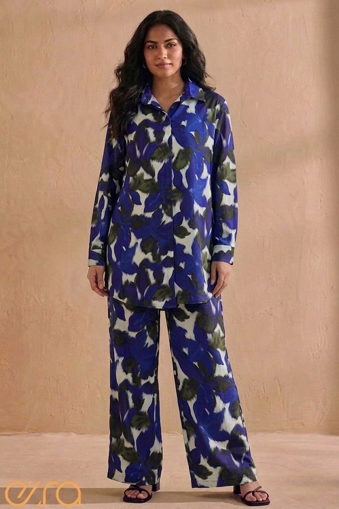 Cobalt Abstract Floral Co-ord Set