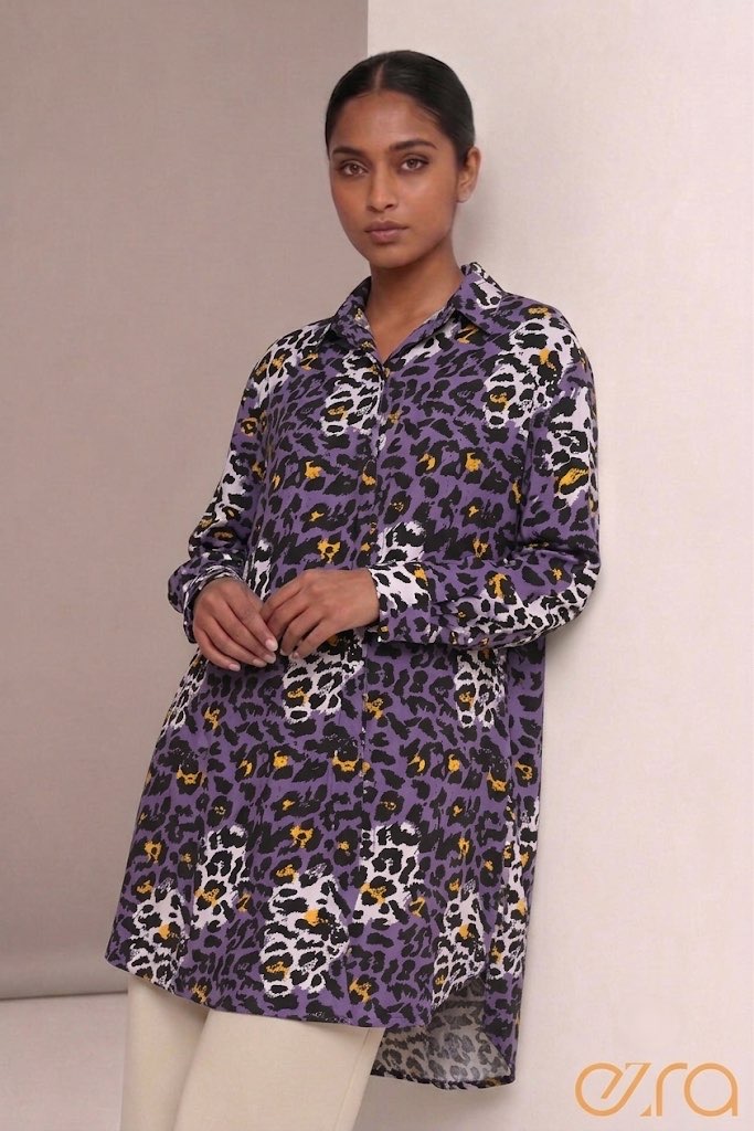 Animal Printed Shirt Dress