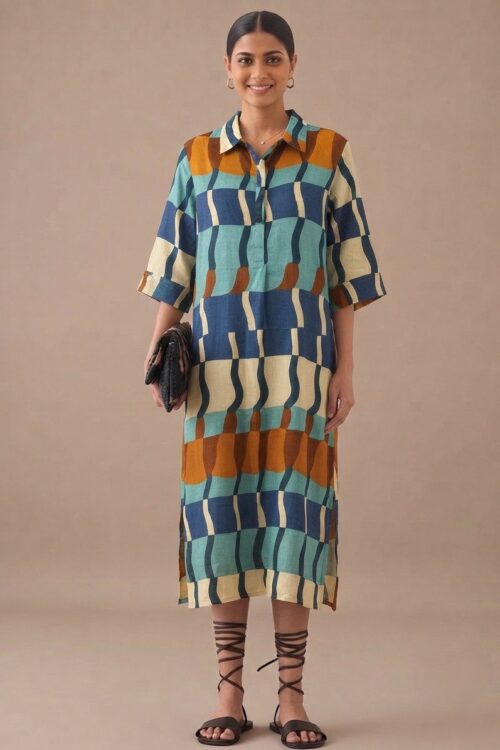 Geometric Art Print Shirt Dress
