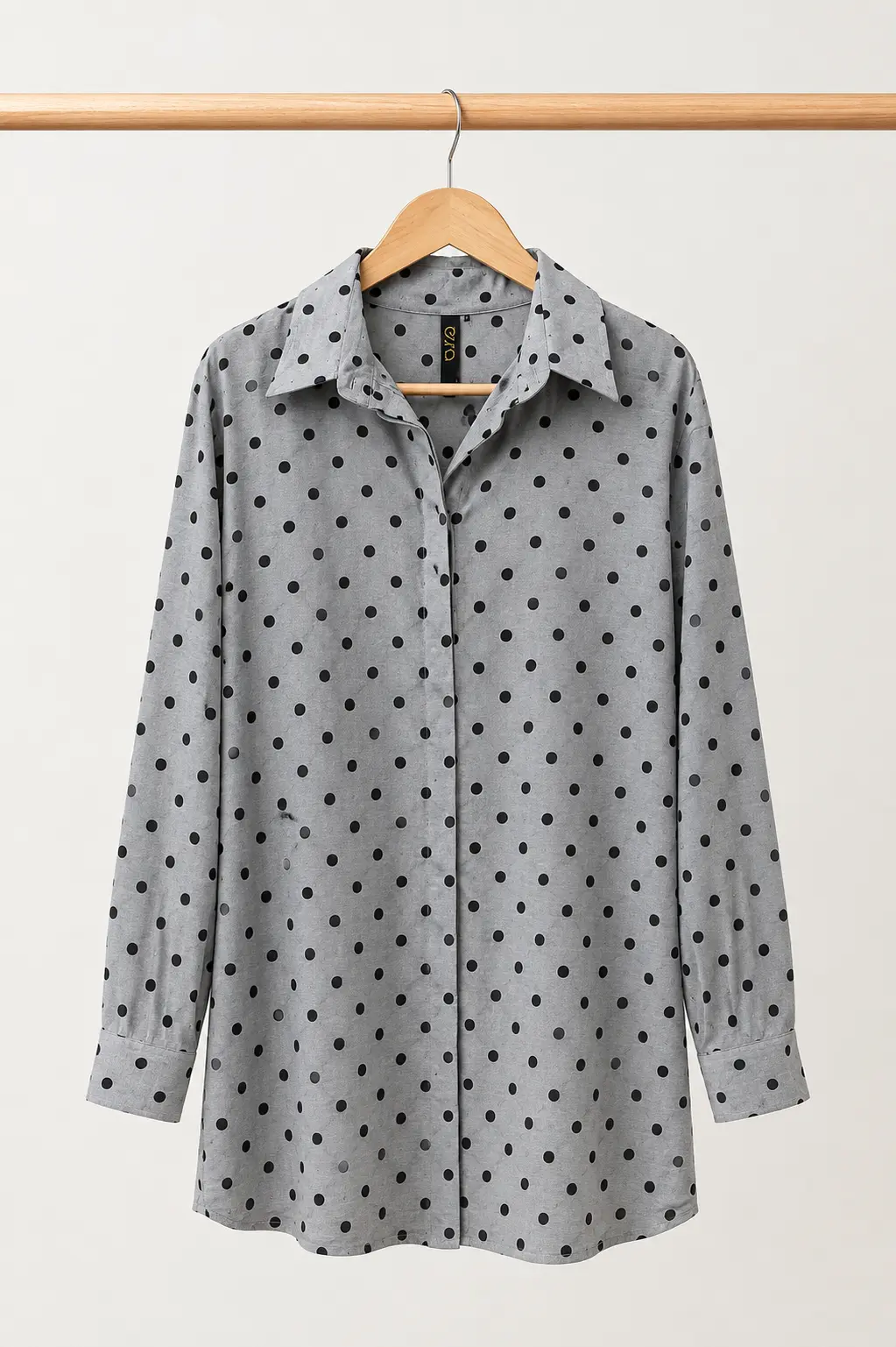 Polka Dot Long Sleeve Shirt Dress