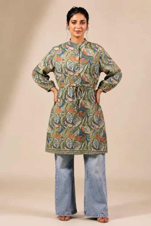 Green Floral Print Tunics for Women