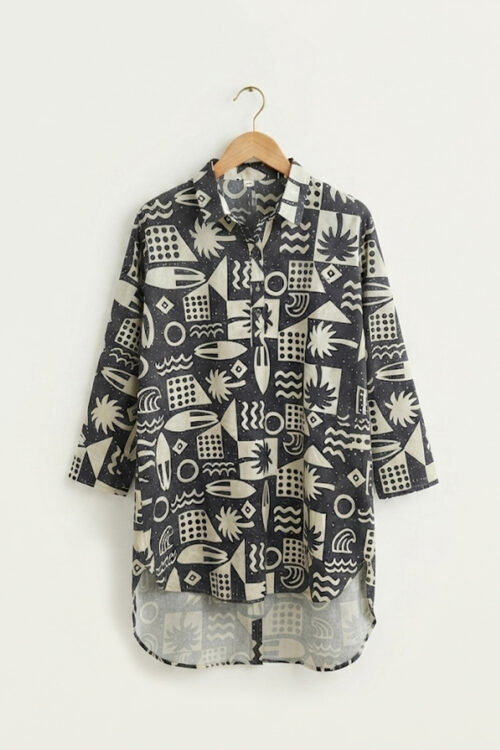 Surf Print Button Back Dress