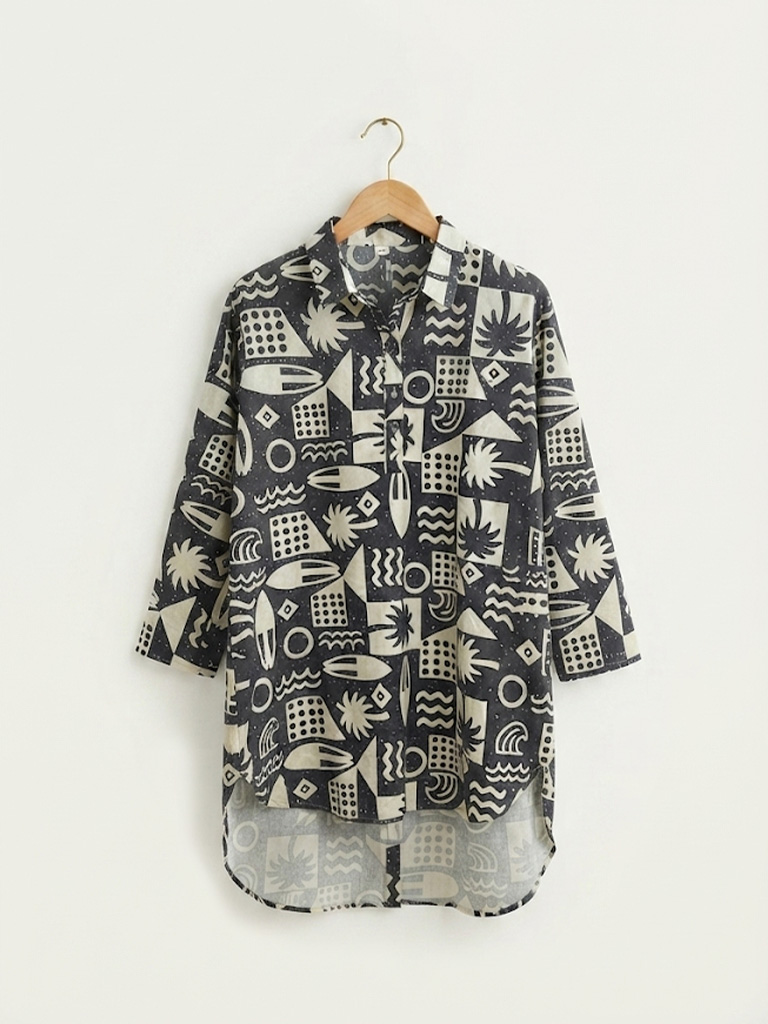 Surf Print Button Back Dress