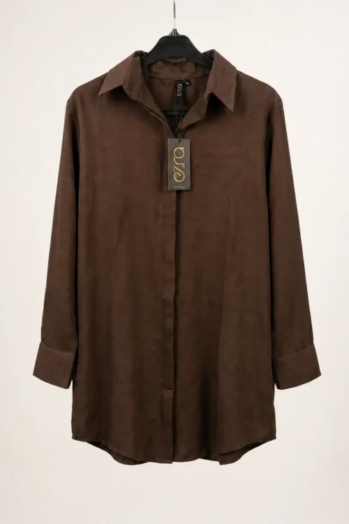 Brown long sleeve button down shirt
