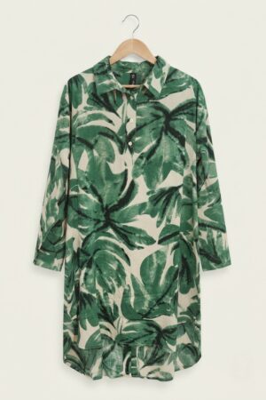 Leaf Printed Back Button Top - XL