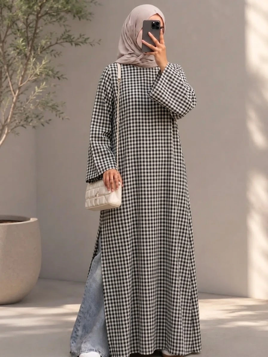 Modest side slit tunic dress - Image 3