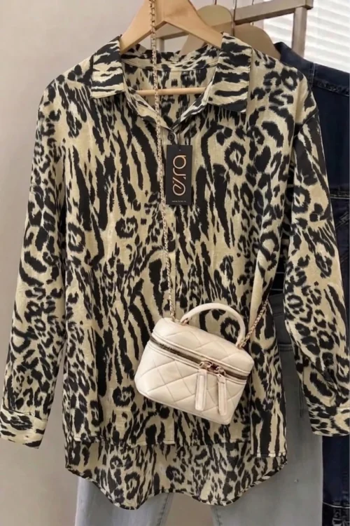 Printed shirt dress