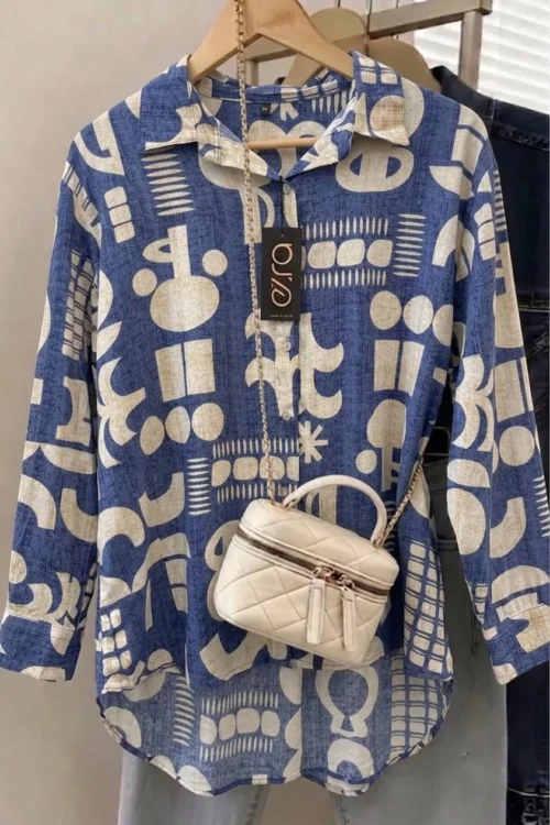 Antique printed shirt dress